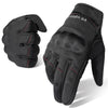 A pair of black thermal windproof outdoor gloves with red stitching and 'ire valeba' branding.