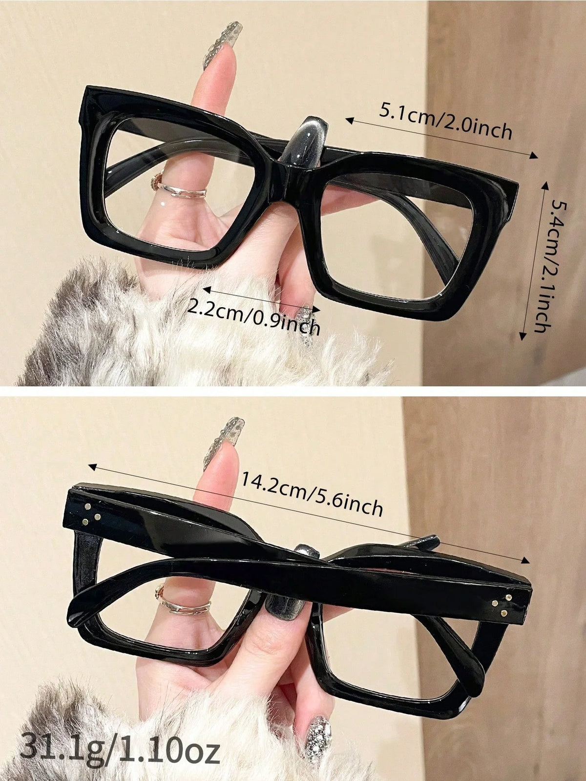 Square Anti-Blue Light Glasses with Clear Lenses