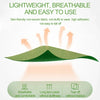 A green, lightweight, breathable non-woven fabric patch is shown floating above a surface, emphasizing its ease of use and ad