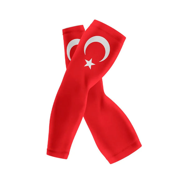 Manches rouges avec le design du drapeau turc pour le sport et la protection solaire