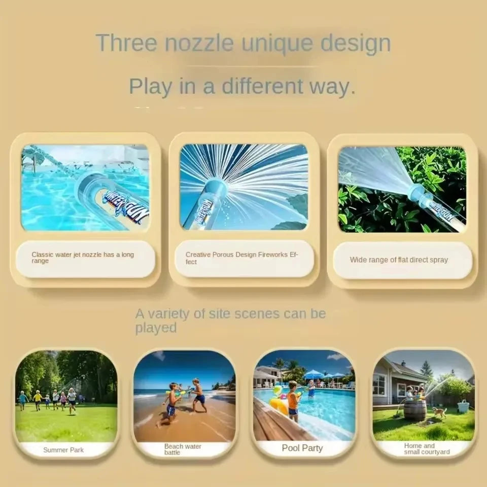 Three nozzle unique design firework water gun used for outdoor fun in various site scenes