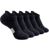 A pack of six black breathable women's sports socks laid out flat.