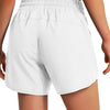 White women's quick-dry sports running shorts shown on a model.