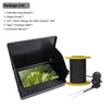 A black box containing a fishing camera and accessories, including a lens and mounting bracket.