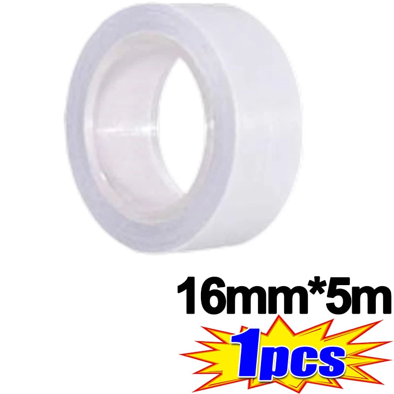 Roll of clear invisible double-sided fashion tape measuring 16mm wide and 5 meters long