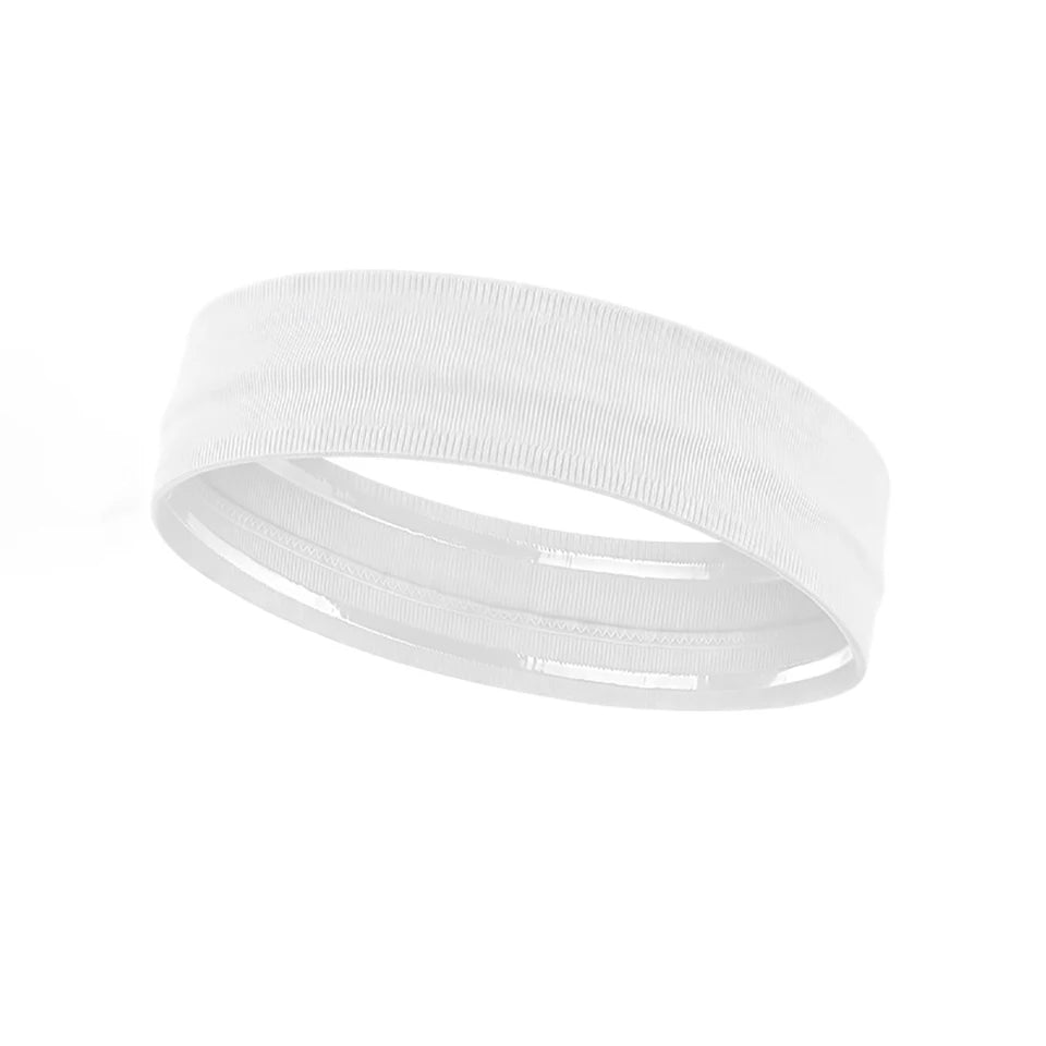 Weißes, atmungsaktives elastisches Sport-Headband für Haare und Fitness.