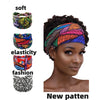 A woman wearing a colorful patterned headband, showcasing the soft, elasticity, and fashion of the new pattern.