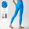 Un mannequin portant un legging de yoga bleu vif taille haute, vue de profil.