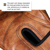 Close-up of a brown PU leather boxing glove showing the palm vent design.
