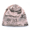 Vintage Letter Print Beanie Hat with Fleece Lining