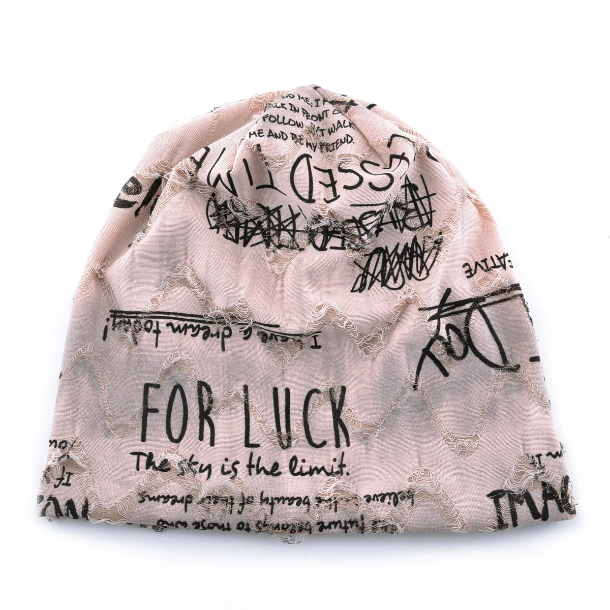 Vintage Letter Print Beanie Hat with Fleece Lining