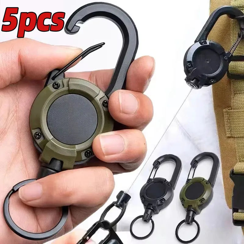 Retractable Heavy-Duty Keychain Reel with Carabiner Clip