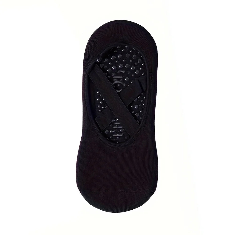 Calcetines de fitness negros de silicona antideslizantes para yoga y pilates