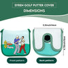 Dimensions and patterns of a siren golf putter cover showing front and back views