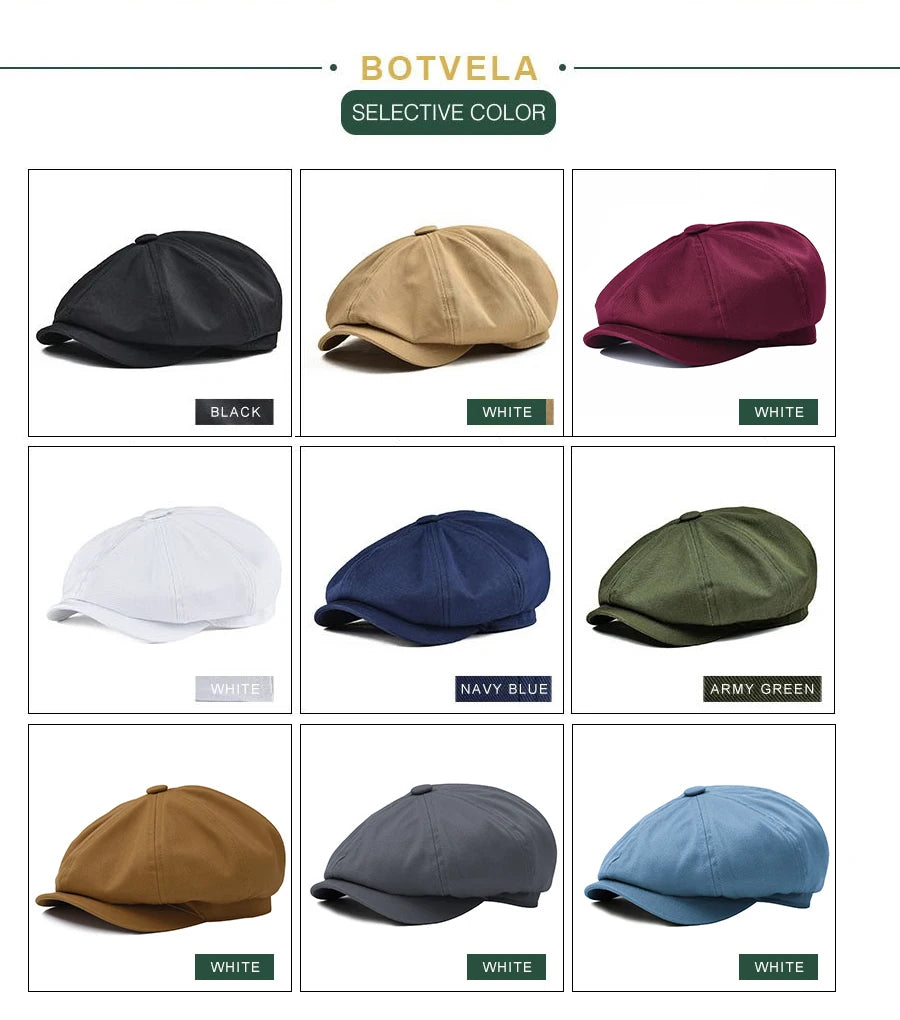 Men's Classic Newsboy Cap – Cotton 8-Panel Ivy Hat