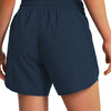 Navy women's quick-dry sports running shorts worn by a model.