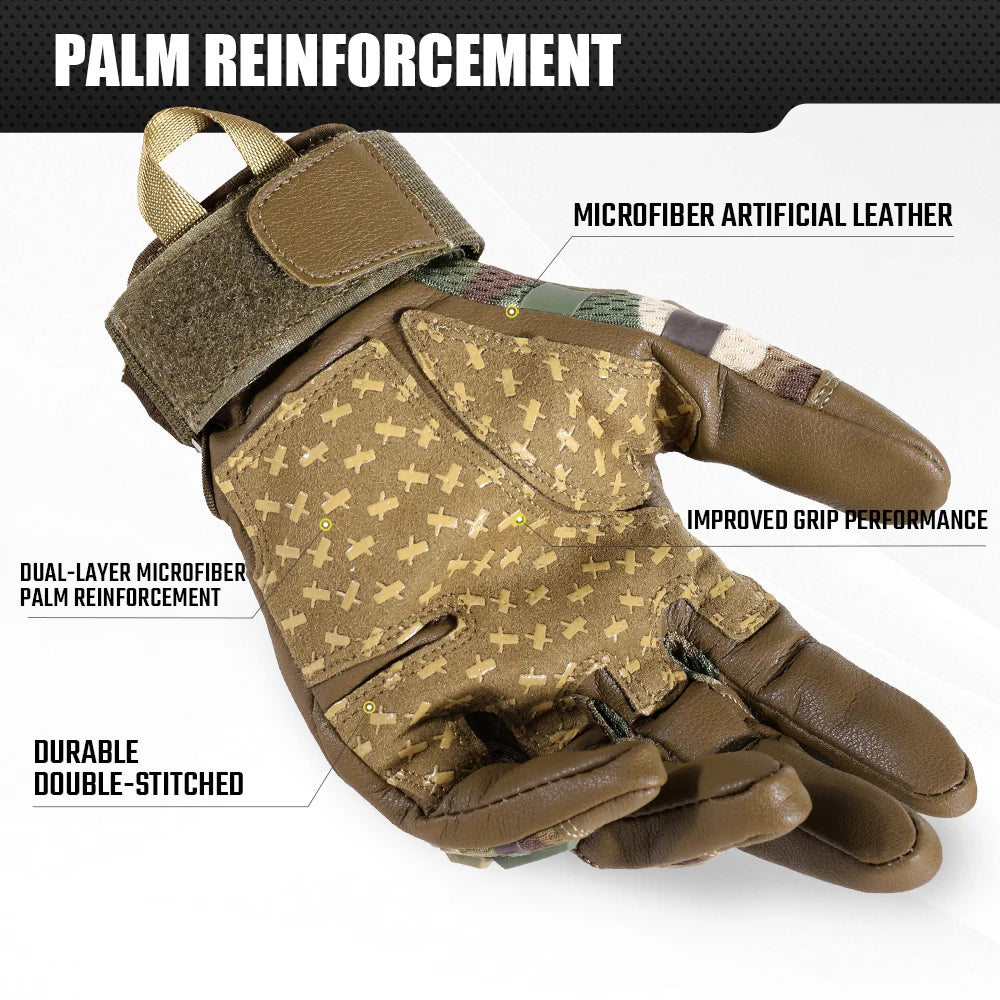 Olive green palm reinforced tactical cycling gloves with microfiber artificial leather and double-stitched construction