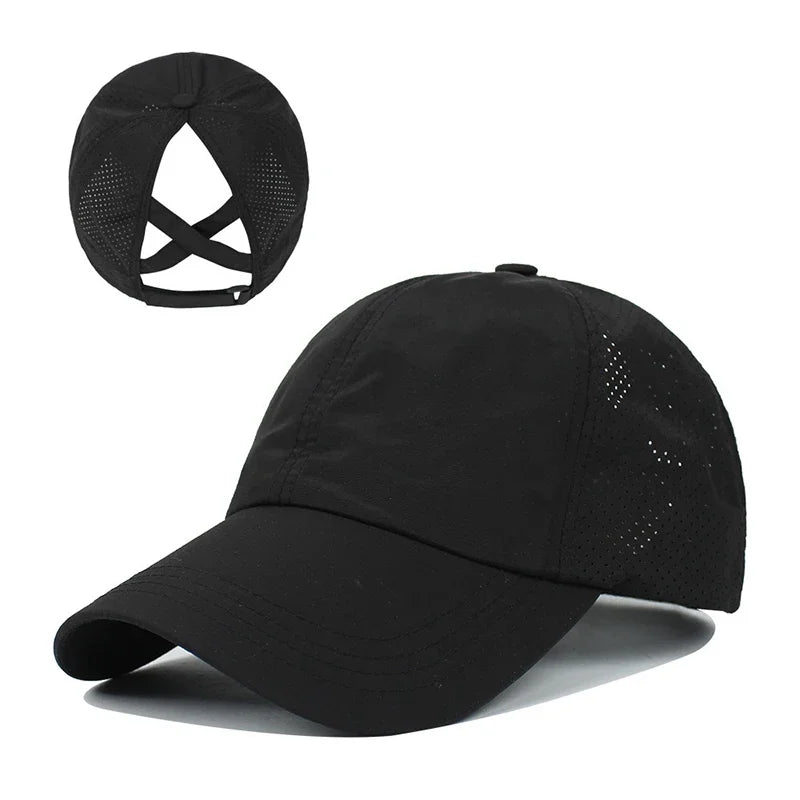 Quick-Dry Mesh Ponytail Baseball Cap
