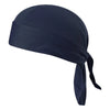 Navy blue men's distressed pirate style durag head wrap folded and displayed