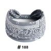 Gray boho print cotton headband with a dark accent knot