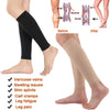 Black calf compression sleeves shown with before and after diagrams illustrating improved circulation and relief.