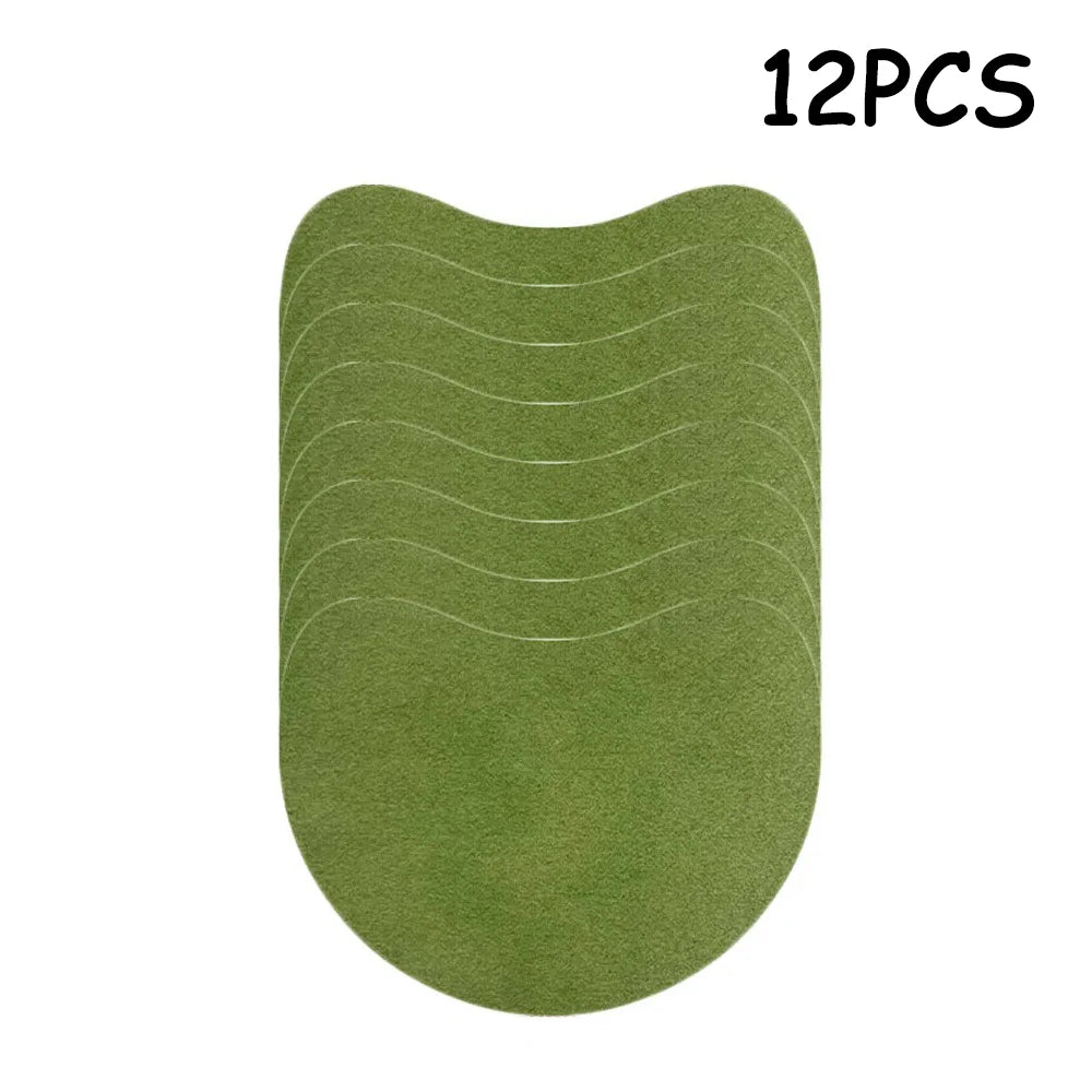 Twelve olive green acupressure heat patches for neck and shoulder relief