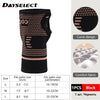 Black copper fiber wrist bracer designed for fitness and sport with a curve design.