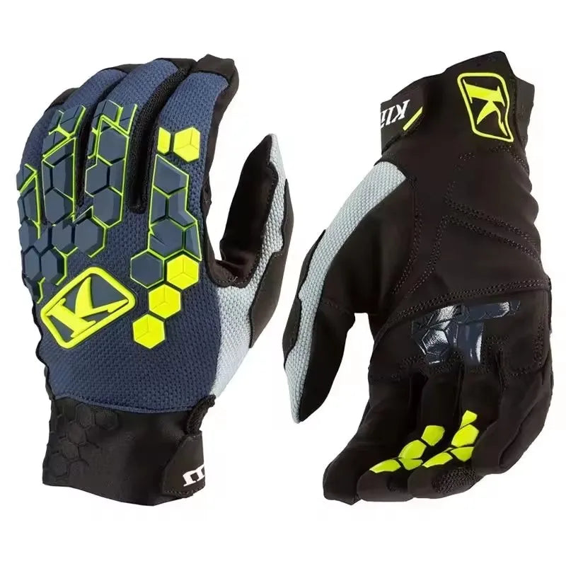 Gants tactiques noirs et jaunes pour motocross et VTT.