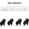 Three pairs of black half finger wrist guards shown in different colors and sizes.