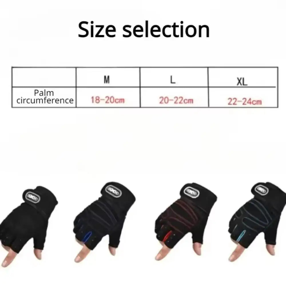 Three pairs of black half finger wrist guards shown in different colors and sizes.