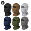 A set of five breathable mesh balaclava face masks in black, brown, gray, and dark blue colors.