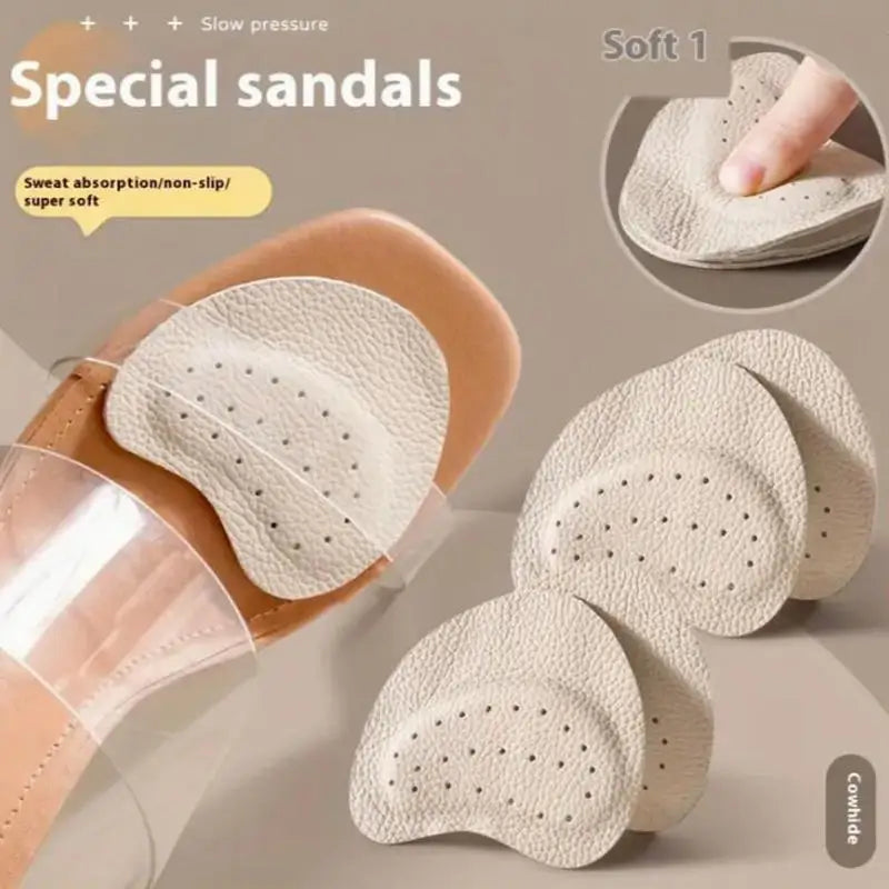 Special sandals featuring soft anti-slip forefoot pads for comfort and security.