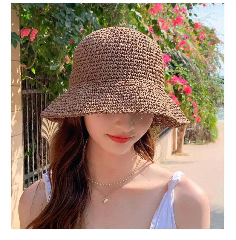 Handwoven Straw Sun Hat with Wide Brim