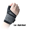 A hand wearing a black compression wristband on the right wrist.