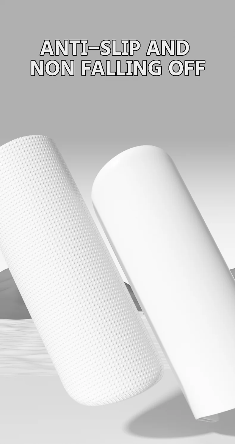 Two white silicone swim caps are shown, emphasizing anti-slip and non-falling off features.