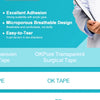 Three types of OKPure medical surgical tape including nonwoven, transparent, and silk-like versions