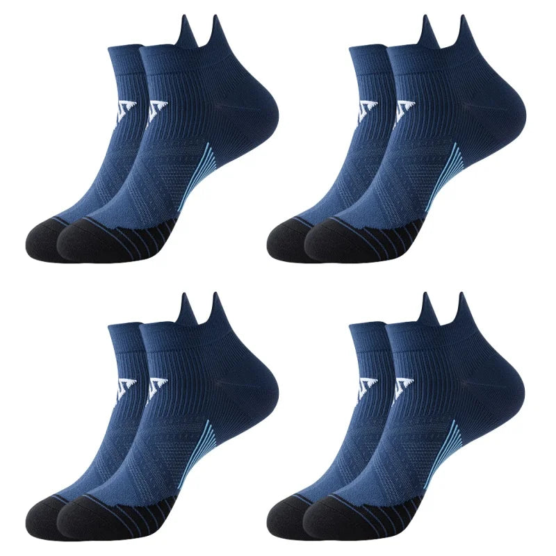 Mehrfachpack dunkelblaue Kompressions-Sportsocken für Herren und Damen, seitlich dargestellt.