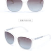 A pair of white cat eye polarized sunglasses shown in both positive and reverse views.