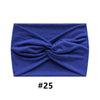 A royal blue fabric headband tied in a knot, shown flat.
