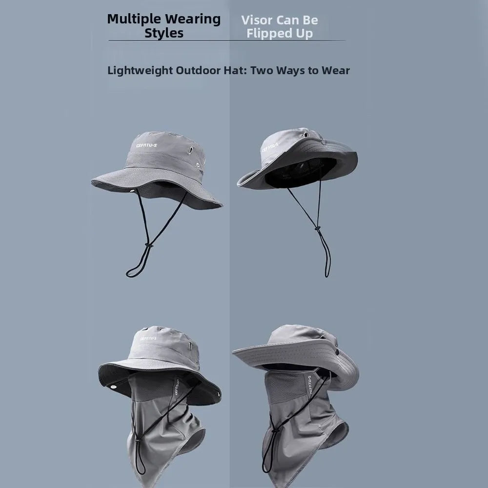 Breathable Fisherman Hat with Detachable Face Mask