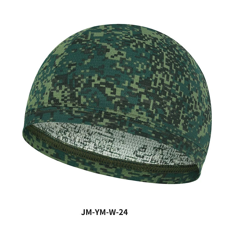 Dunkelgrüne Tarnnetz-Skull-Cap von der Seite