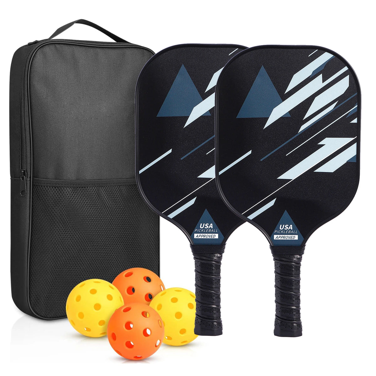 2-Piece Fiberglass Pickleball Paddle Set with 4 Balls for Beginners