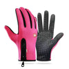 A pair of bright pink and black touchscreen gloves for cycling and hiking