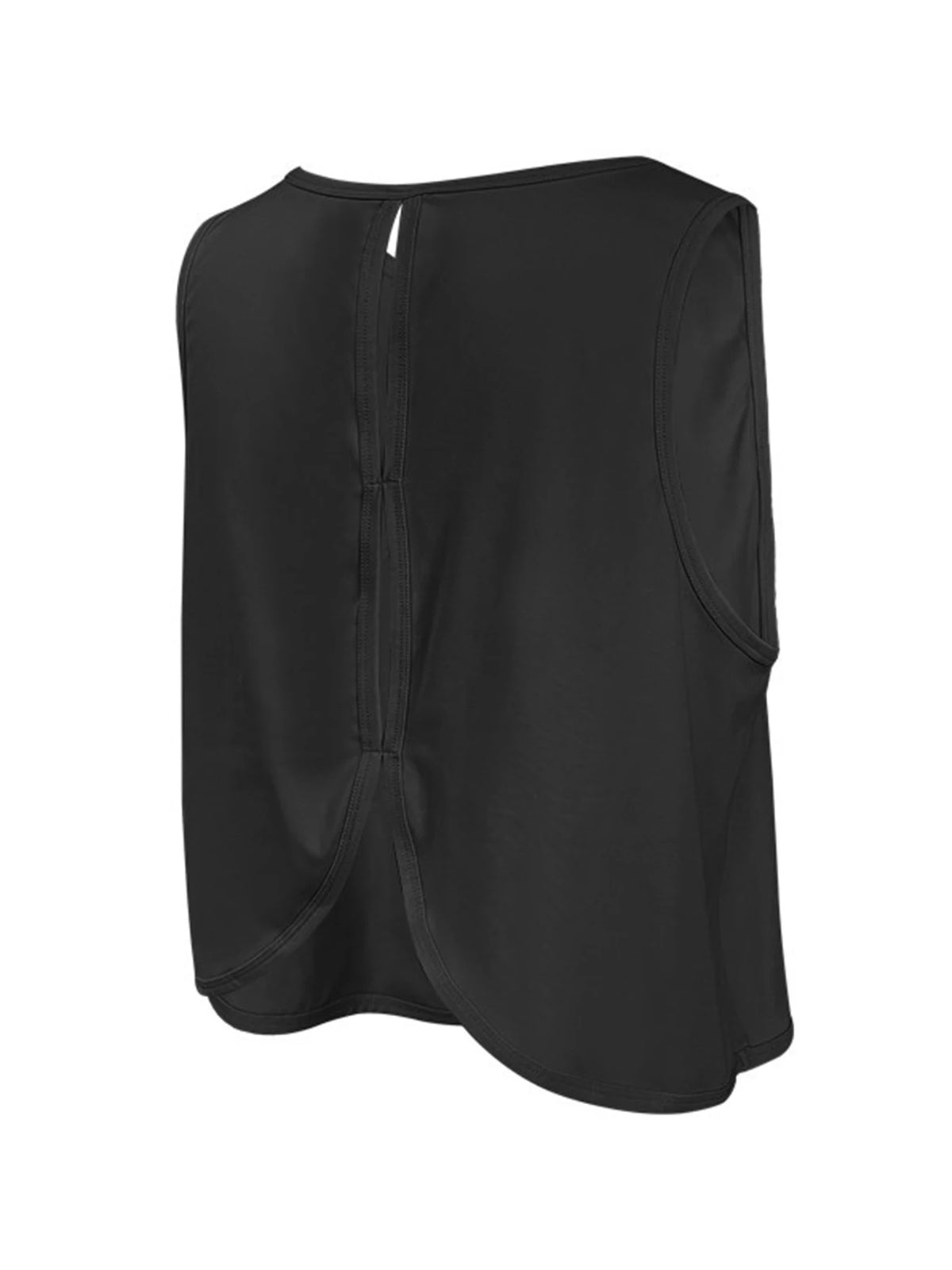 Schwarzes, nahtloses Cutout-Sport-Tanktop für Yoga und Fitness