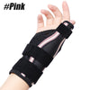 Tige de pouce ajustable noir et rose pour le soutien articulaire portée sur la main.