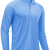 Light blue men's long sleeve shirt with a quarter-zip collar