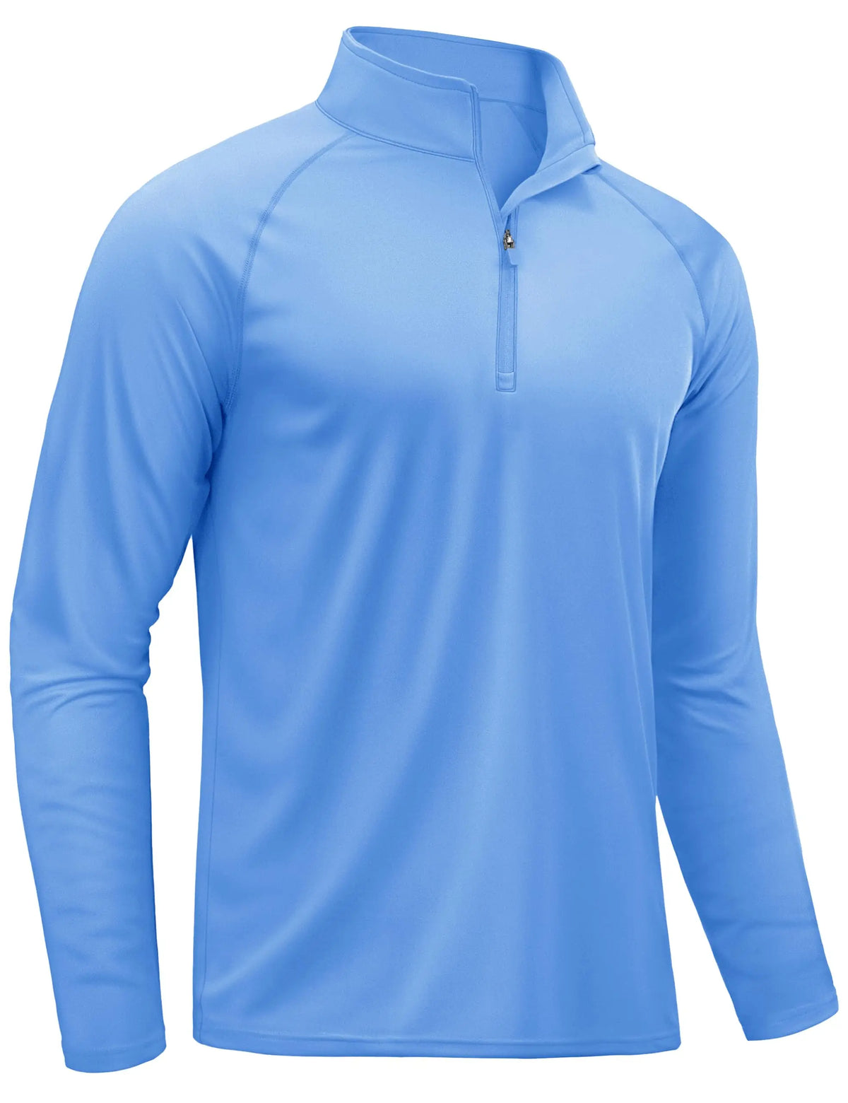Light blue men's long sleeve shirt with a quarter-zip collar