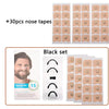 Un juego de 30 pares de tiras nasales magnéticas negras para alivio del ronquido, incluye kit de inicio.