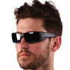 A man wearing black polarized cycling and driving sunglasses.