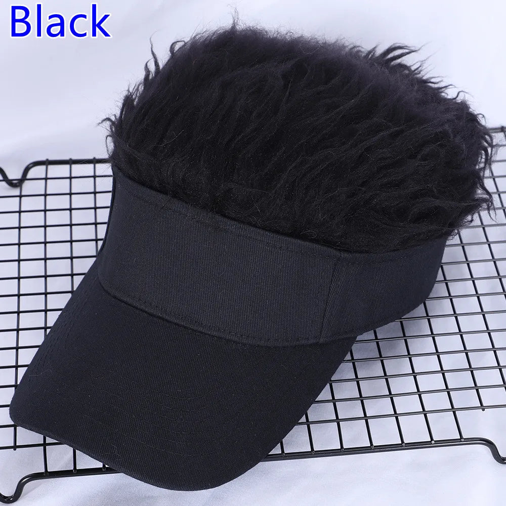 Adjustable Sun Visor with Realistic Hair Strands